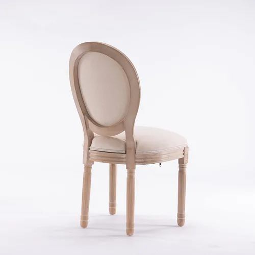 Vista 5 de Juego de 2 sillas de comedor estilo granja, sillas de comedor francesas de madera con respaldo redondo, marco de madera maciza, sillas de bistró
