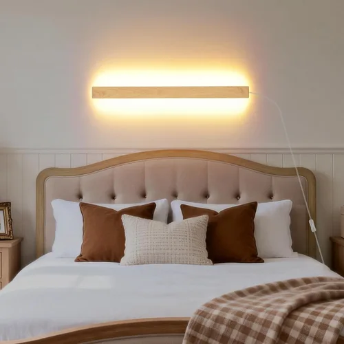 Vista 14 de KELUOLY Apliques de pared modernos enchufables, 23.6 pulgadas, luces LED de pared largas negras esmeriladas, lámpara de pared acrílica de 12 W Negro