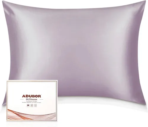 Vista 47 de Adubor Funda de almohada 100% de seda, fundas de almohada de seda de morera, 22 fibras de grado Momme 6A, funda de almohada de seda para la salud