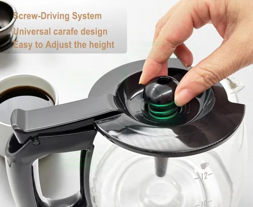 Vista 2 de Jarra de café universal de repuesto de vidrio de 12 tazas, compatible con múltiples marcas de cafetera, mango negro