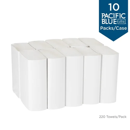 Vista 4 de Pacific Blue Ultra BigFold Junior Toallas de papel prémium de GP PRO (Georgia-Pacific), color blanco, 20886, 220 toallas por paquete, 10 paquetes
