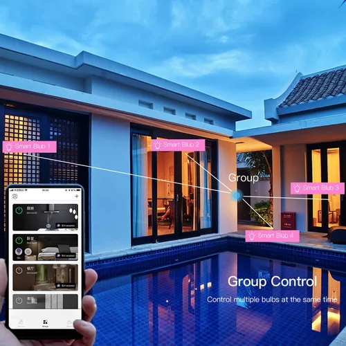 Vista 8 de Las bombillas inteligentes funcionan con Apple HomeKit, 16 millones de colores DIY GRBCW, bombilla LED WiFi, multicolor, WiFi y Blutoth, compatibles