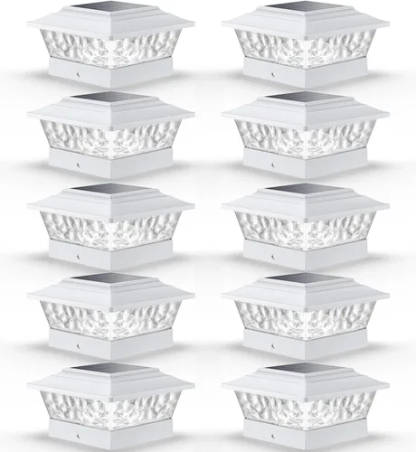 Vista 9 de SIEDiNLAR - Luces solares para poste para exteriores, 4 modos, paquete de 6 Blanco