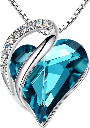 Vista 10 de Leafael - Collares para mujer, dije de corazón de amor infinito con cristales de piedra natal, cadena chapada en plata de 18 + 2 pulgadas, regalo