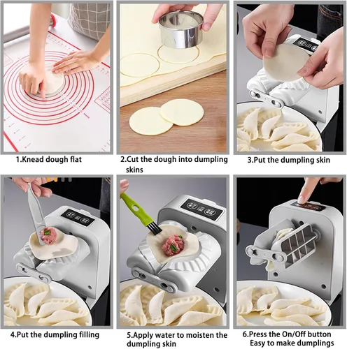 Vista 4 de Máquina Automática de Hacer Dumplings Sameme, Fabricante de Dumplings Eléctrico, Prensa de Empanada Removible con 2 Herramientas de Prensado