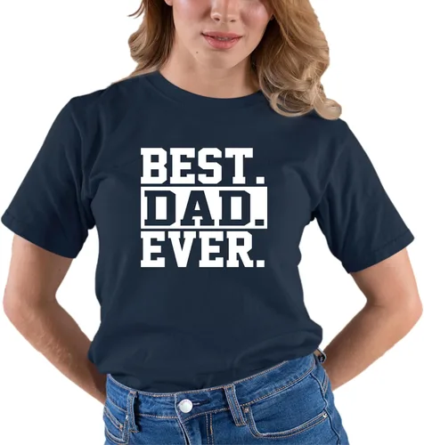 Vista 2 de Go All Out Camiseta de adulto para el día del padre con texto en inglés Best Dad Ever #1 Dad World's Greatest Dad