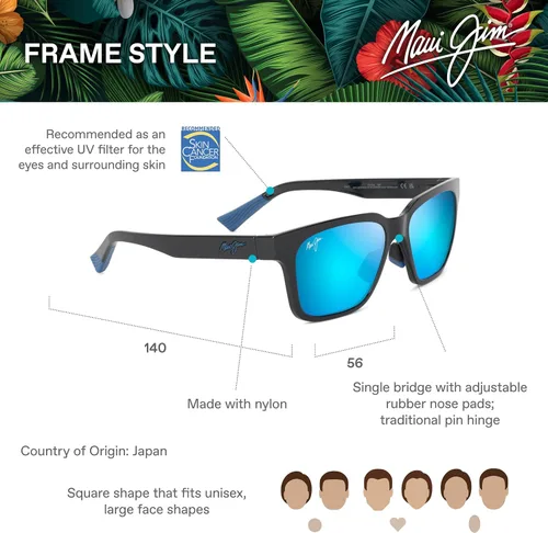 Vista 6 de Maui Jim Gafas de sol cuadradas Punikai