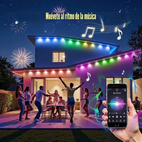 Vista 4 de Luces al aire libre permanentes 50ft RGB+IC alero luces para casa
