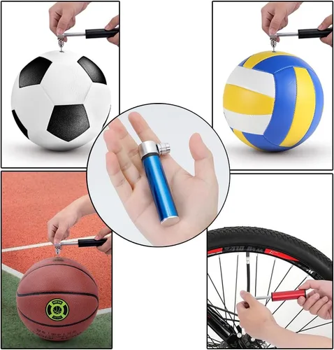 Vista 4 de Mini bomba de bicicleta portátil, bomba de aire de bicicleta de aluminio, fácil inflable, bomba de baloncesto de bola, bomba de aire de alta presión