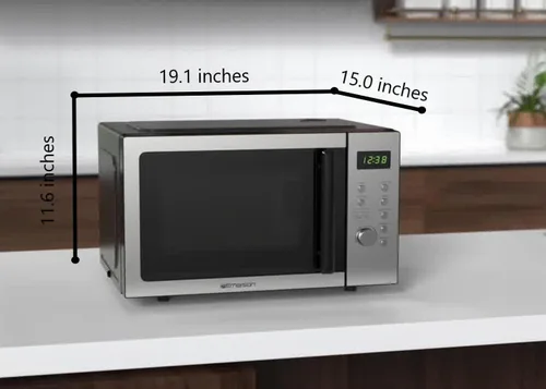 Vista 3 de [Usado] Emerson MW9005SS Horno microondas compacto de encimera con control de botón, pantalla LED, 900W, 5 niveles de potencia, 6 menús automáticos