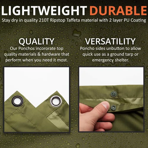 Vista 10 de Arcturus - Poncho ligero de nailon Ripstop con capucha ajustable