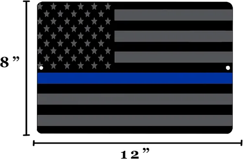 Vista 3 de Blue Lives Matter Bandera Metal Estaño Letrero Decoración de Pared Hombre Cueva Bar Policía Oficial de Policía Línea Azul