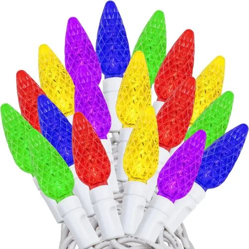 Vista 51 de Novelty Lights - Mini juego de 70 luces C6 LED de Navidad, serie de luces de grado comercial para exteriores, cable verde, 24 pies