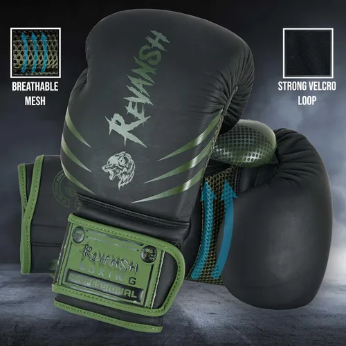 Vista 7 de Revansh Boxing Gloves Premium Matte Cowhide Leather Gloves for Boxing, MMA, Muay Thai, Kickboxing, Durable, Comfortable, Protective Gloves for