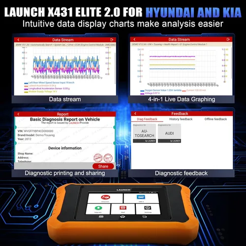 Vista 7 de LAUNCH Creader Elite V2.0 2026 apto para la herramienta de escaneo bidireccional Kia y Hyundai, todas las funciones de restablecimiento, escáner
