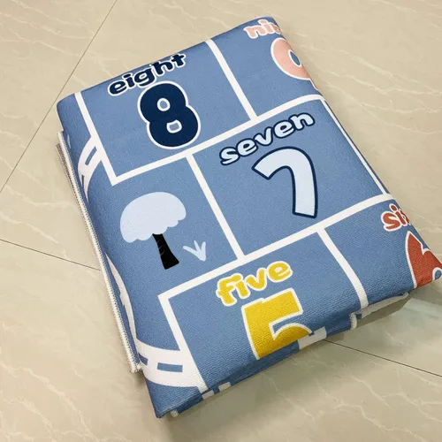 Vista 7 de Alfombra de juego para niños de 4 x 6 pies y alfombra de auto Hopscotch – Alfombra grande azul lavable para aula y preescolar para niños en edad