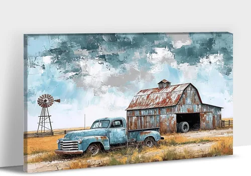 Vista 23 de ANRUOXI Arte de Pared en Lienzo de Camión Vintage Personalizado, Impresiones en Lienzo de Letrero Personalizado con Nombres y Fechas de Familia