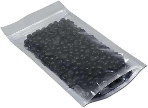 Vista 4 de FERENLI 100 Piezas Bolsas de Pie con Frente Transparente y Cierre de Cremallera Resellables de Papel de Aluminio Mylar Plástico para Embalaje