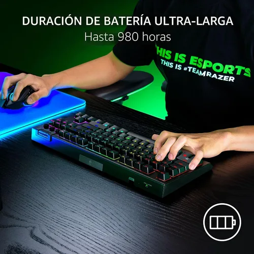 Vista 6 de Razer BlackWidow V4 TKL HyperSpeed Wireless Hot Swappable Gaming Keyboard: Orange Tactile Switches - Wireless & Bluetooth - Multi-Function Roller &