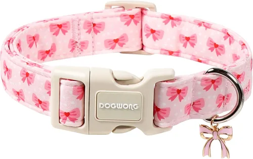 Vista 33 de DOGWONG Collar para perro de San Valentín, collar ajustable de algodón con corazón de caramelo azul, perfecto para perros pequeños a medianos