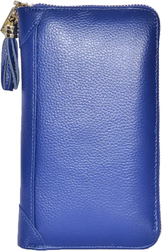 Vista 2 de Easyoulife - Monedero de cuero con cremallera, billetera portatarjetas para mujer, bloqueo RFID