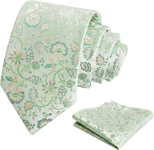 Vista 23 de Alizeal Mens 3.15inches Leaf Flower Pattern Tie with Floral Pocket Square Set