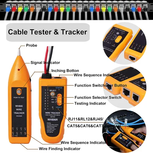 Vista 4 de TAIWAIN Kit de herramientas para pelacables de crimpado de red RJ45 Cat5/Cat6/Cat7 6P/8P/4P RJ11/RJ12/Juego de cortadores de reparación de cables