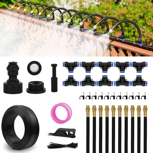 Vista 8 de Drip Irrigation System Kit 100 FT with 32 Nozzles, 360° Adjustable Bendable Garden Watering Misting System for Greenhouse, Yard, Lawn, Plant
