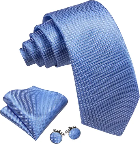 Vista 35 de Barry.Wang Corbatas de seda para hombre, diseño de lunares, gemelos cuadrados de bolsillo, gemelos para negocios, boda