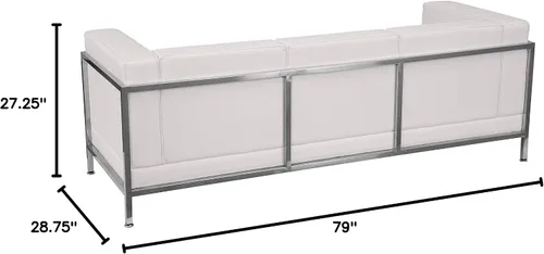 Vista 2 de Flash Furniture HERCULES Imagination Series Sofá contemporáneo de LeatherSoft blanco con marco de revestimiento