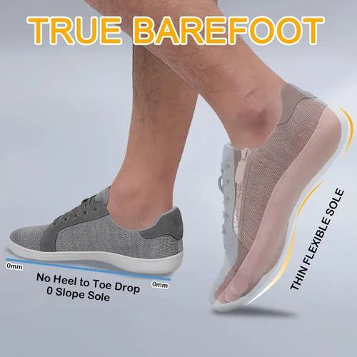 Vista 5 de Zapatos para caminar descalzos para hombre, puntera ancha, sin caída, minimalistas, cómodos, zapatos casuales para gimnasio, conducir oficina