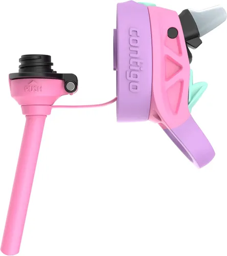 Vista 2 de Contigo Autospout - Botella de agua con popote y pajita, 384.81 ml, Azalea/Pansy