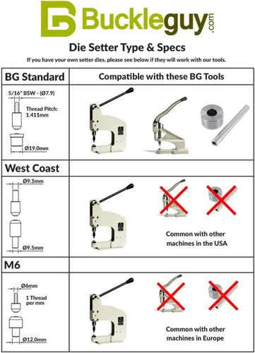 Vista 2 de BG Grommet Setter Die 'Requires Hand Tool Post & Base or BG Hand Press