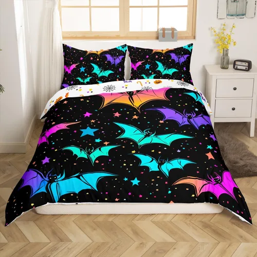 Vista 28 de Erosebridal Funda de edredón lavanda para niños, niñas, adultos, mujeres, funda de edredón de árboles verdes, tamaño individual, juego de ropa