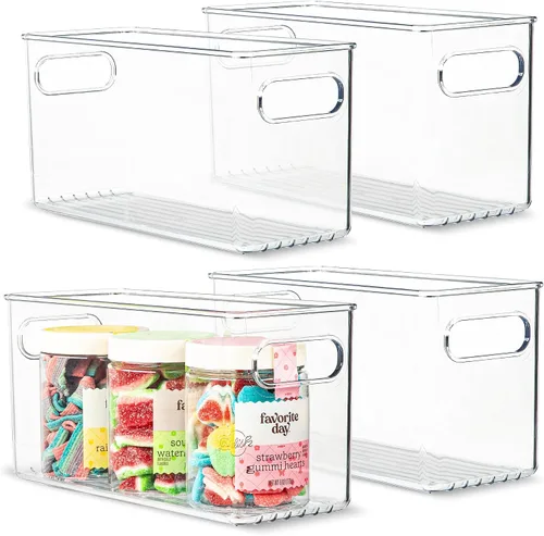 Vista 48 de Contenedor de plástico transparente para almacenamiento de alimentos con asas para organizar cocina, despensa, refrigerador, congelador, despensa