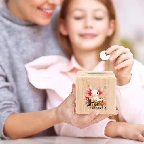 Vista 6 de Alcancía de ajolote para dinero, regalos para adolescentes y niñas, amantes de los ajolotl, accesorios temáticos, artículos de decoración