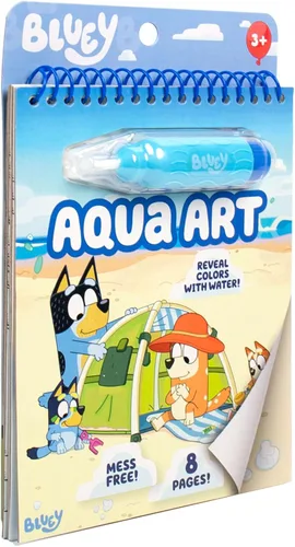 Vista 6 de Horizon Group USA Bluey Aqua Art - Hojas de actividad reutilizables con revelación de agua y bolígrafo de agua para dibujo y coloreado sin manchas