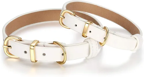 Vista 4 de SCAMPER & CO Collar de perro con hebilla chapada en oro amarillo de 18 quilates de bronce de 18 quilates con pirámide de microfibra, collar de perro