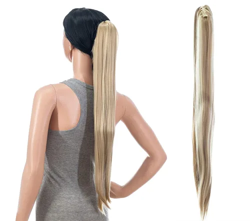 Vista 12 de Extensiones de pelo sintético SWACC con clip de pinza de 28 pulgadas de largo, lacio, para mujer