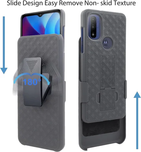 Vista 4 de Compatible con Moto G Pure 2021 Slim Shell Funda resistente a prueba de golpes de cuerpo completo con vidrio templado, funda para teléfono