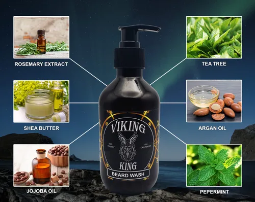 Vista 4 de VIKING KING-BEARD LAVADO-Árbol de té/Menta-300 Ml