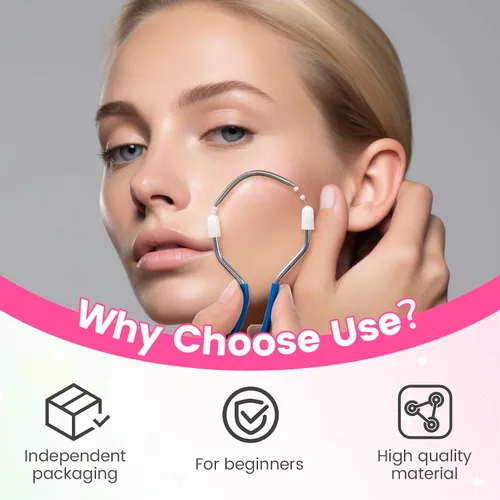 Vista 3 de 2pcs removedor de vello facial manual, depiladora de resorte de acero inoxidable portátil, removedor de vello facial suave para mujeres hombres