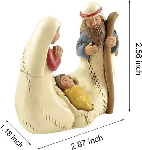 Vista 2 de MeritMode Miniatura Figura Sagrada Familia Nacimiento - Figura Religiosa Pintada a Mano de José, María con Bebé Jesús para Escena de Nacimiento