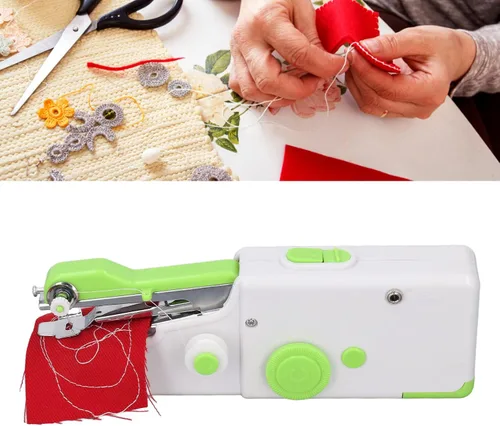 Vista 4 de Máquina de coser de mano, máquina de reparar portátil, máquina de coser eléctrica de costura rápida para ropa, telas, pañuelos de bricolaje, viajes