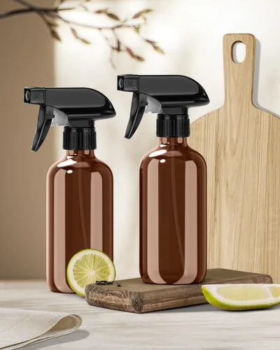 Vista 7 de Bontip Botella pulverizadora de vidrio de 16 onzas para limpieza, plantas Ámbar