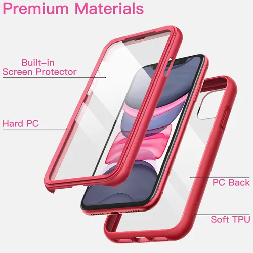 Vista 2 de JETech Funda para iPhone 11 de 6.1 pulgadas con protector de pantalla integrado antiarañazos, cuerpo completo de 360 grados, cubierta de teléfono