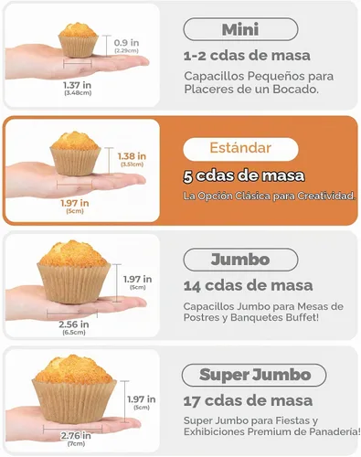 Vista 8 de Bake Choice - 200 forros estándar para cupcakes para hornear, forros para magdalenas marrones Food-grade cupcake wrappers, greaseproof parchment