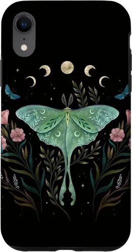 Vista 24 de Funda estética Witchy Luna Moth Flower Floral Moon Phases para iPhone 12 mini
