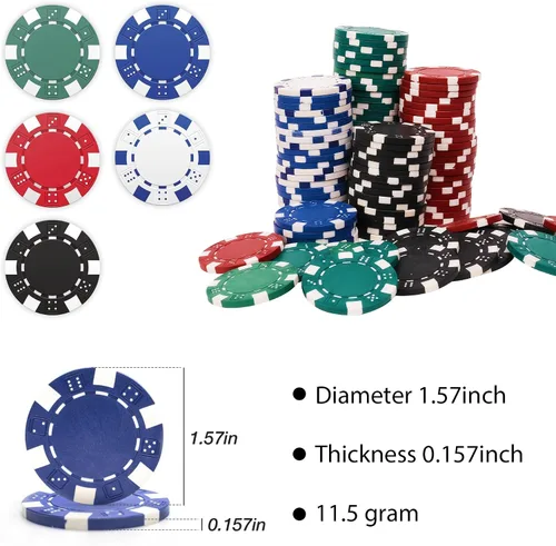 Vista 6 de Juego de fichas de póquer, 300 fichas de póquer con estuche de transporte para Texas Holdem Blackjack Gambling