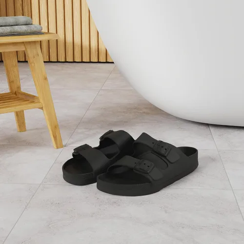 Vista 2 de FUNKYMONKEY Sandalias planas de EVA ajustables con doble hebilla para hombre